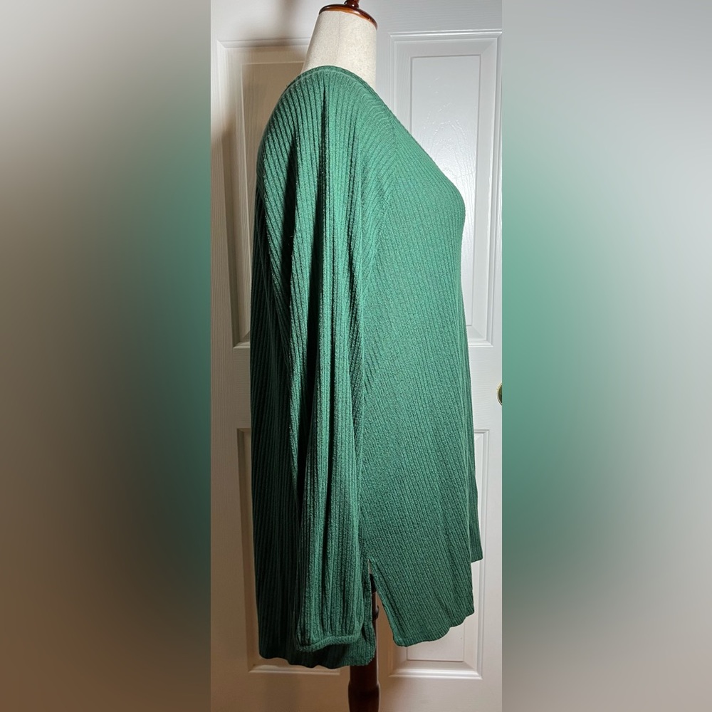 Lane Bryant Green Ribbed V-Neck Tunic Top Plus Size 18/20 - Picture 5 of 12